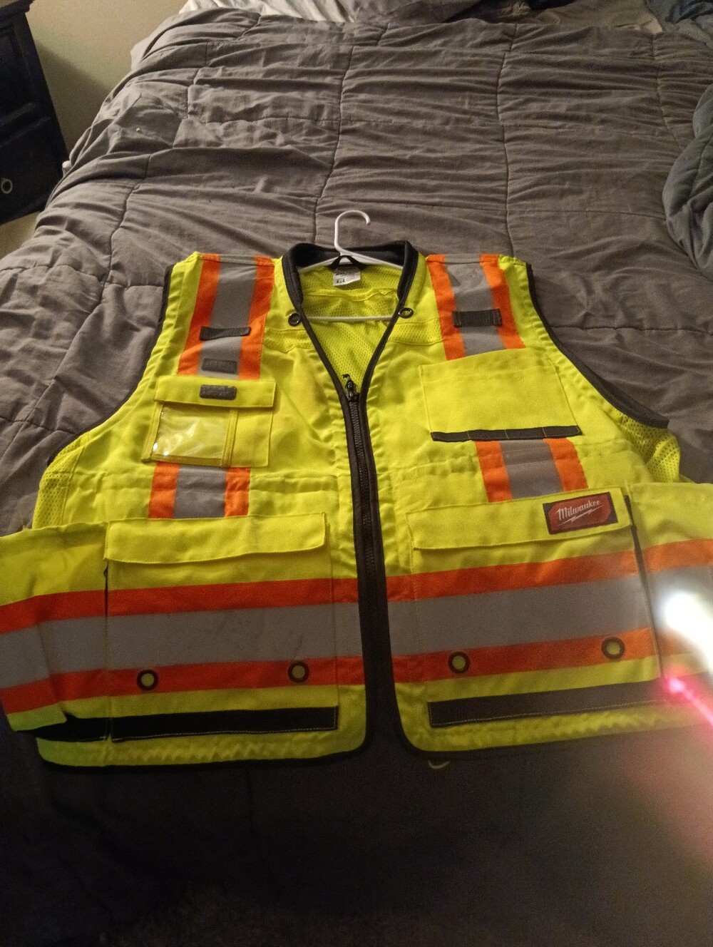 Milwaukee High-Visibility Safety Vest in Yellow with Orange Reflective Stripes